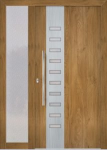 Kira et 4 Kira et - jednostronna nakładka; folia - co49240; aplikacje - stal nierdzewna; przeszklenie - kathedral klein; pochwyt - md02k; rozeta - re03op; naświetle boczne