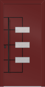 Jarmila as - jednostronna nakładka; farba - ral3009; aplikacje - czarna; przeszklenie - kathedral klein; pochwyt - mdb04k; rozeta - rebr6