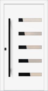 Mariana as - jednostronna nakładka; farba - ral9016; ramka - czarny; przeszklenie - crepi; pochwyt - mdb41k; rozeta - rebr2