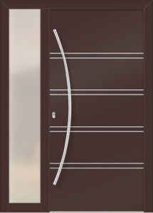 Michaela as - jednostronna nakładka; farba - ral8017; aplikacje - stal nierdzewna; przeszklenie - crepi; pochwyt - md22b; rozeta - re03op; naświetle boczne