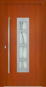 Gita ad - jednostronna nakładka; folia - decoral ulme; ramka - stal nierdzewna; przeszklenie - finesa; pochwyt - md04k; rozeta - re03op