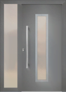 Patricie et - jednostronna nakładka; folia - re715505; ramka - stal nierdzewna; przeszklenie - crepi; pochwyt - md15k; rozeta - re03op; naświetle boczne