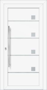 Hana eg - farba ral9016; aplikacje - stal nierdzewna; pochwyt - md03k; rozeta - re03op