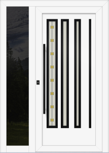Jesika eg - farba ral9016; ramka - czarny; przeszklenie - finesa + stopsol szary; pochwyt - mdb03k; rozeta - rebr2; naświetle boczne