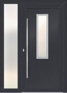 Liliana eg - folia re716505; ramka - stal nierdzewna; przeszklenie - mleczne; pochwyt - md04k; rozeta - re03op; naświetle boczne