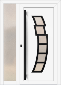 Xenie eg - barva ral9016; rámeček - černý; prosklení - crepi; madlo - mdb17k; rozeta - rebr2; boční fix