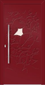 Jasmin ad - jednostronna nakładka; farba - ral3004; przeszklenie - mleczne; pochwyt - md03k; rozeta - re03op