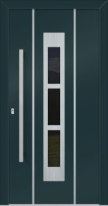 Marion et - jednostronna nakładka; farba - ral5001; rowek dekoracyjny - ral5001; ramka - stal nierdzewna; przeszklenie - stopsol szary; pochwyt - md77k; rozeta - re03op